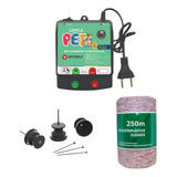 Kit Eletrificador Cerca Rural Pet + Cabo 250m + Isolador