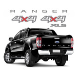Kit Emblema Adesivo Ford Ranger Xls 4x4 Preto