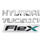 Kit Emblema Letreiro Tucson + Hyundai + Flex Porta Mala