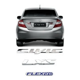 Kit Emblema Nome Civic + Lxs + Flexone Resinado 2009/2014