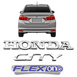 Kit Emblema Nome Honda + City Cromado + Adesivo Flexone 2014