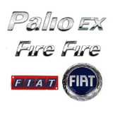 Kit Emblema Palio Ex + Lateral Fire + Fiat - 2001 Em Diante