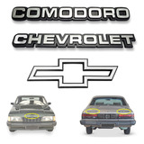 Kit Emblemas Gravata Chevrolet Comodoro Prata