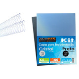 Kit Encadernação 200 Capas A4 + 200 Espirais Cristal 7, 9mm