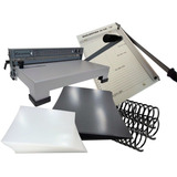 Kit Encadernadora A4 + Guilhotina + 200 Capas E 100 Espirais