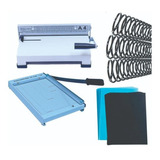 Kit Encadernadora + Guilhotina 30cm +100 Capas +100 Espirais