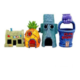 Kit Enfeites Ornamentos Decoração Casas Bob Esponja 04 Peças