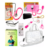 Kit Enfermagem Aparelho De Pressão+ Esteto Rosa Premium 