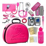 Kit Enfermagem Maleta Rosa Pink Completo + Monitor Glicose