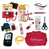 Kit Enfermagem Vermelho Aparelhos Pressão, Glicose E