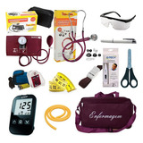 Kit Enfermagem Vinho Aparelhos Pressão, Glicose E Batimentos
