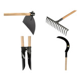 Kit Enxada + Cavadeira + Foice Ronca Aberta + Ancinho
