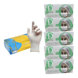 Kit Epi 1 Cx Luva Látex + 5 Cx Máscara Tripla Proteção