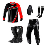 Kit Equipamento Trilha Motocross Luva + Bota Jett Articulada