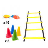 Kit Escada De Agilidade + 10 Chinês Demarcatório + 8 Cones