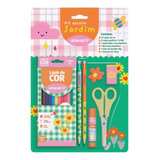 Kit Escolar Jardim 6 Peças 12 Cores Leonora Blister