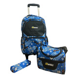 Kit Escolar Mochila De Rodinhas Lancheira Termica Estojo