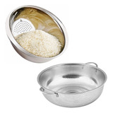 Kit Escorredor De Massas Mais Escorredor De Arroz Aço Inox