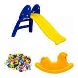 Kit Escorregador Baby Cavalinho De Balanço 100 Multiblocos