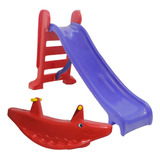 Kit Escorregador Infantil Plástico Gangorra Infantil Jacaré