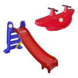 Kit Escorregador Médio 3 Degraus + Gangorra Jacaré 2 Lugares