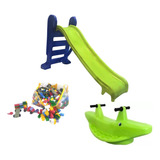 Kit Escorregador Medio + Gangorra Jacaré + 200 Multiblocos