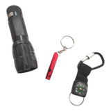 Kit Escoteiro Sobrevivência Lanterna Led + Apito + Bússola