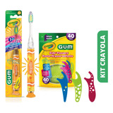 Kit Escova Infantil C/led Crayola Gum(escova C/ Luz+flosser)