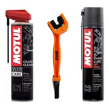 Kit Escova Limpeza Corrente E Lubrificação Motul C1 + C3