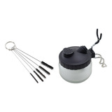 Kit Escova + Pote De Limpeza Para Aerógrafo