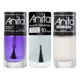 Kit Esmalte Anita Top Brilho + Super Secante + Unhas De Aço