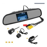 Kit Espelho Retrovisor Tela Monitor Lcd 4,3 + Câmera Ré Kx3