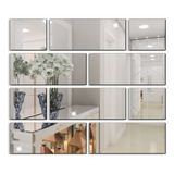 Kit Espelho Tijolos Decorativo Acrílico Espelhado 10 Peças