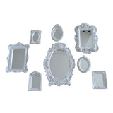Kit Espelhos Molduras Parede Resina Vintage Provençal 08 Pçs