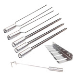 Kit Espeto 60cm Churrasco Suporte Inox