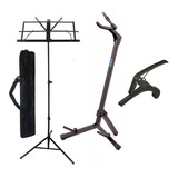 Kit Estante Partitura Dobrável + Suporte