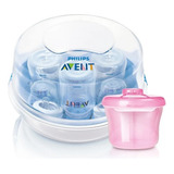 Kit Esterilizador Mamadeira E Dosador Rosa Philips Avent