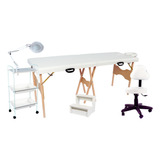 Kit Estetica Branco Maca Maleta Carrinho Escada Mocho Lupa 