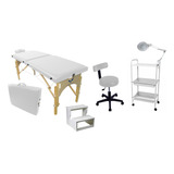 Kit Estetica Maca Portatil Escada Mocho Carrinho Lupa