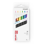 Kit Estojo 6 Caneta Lettering Brushpen Brush Pen Newpen