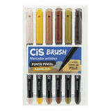 Kit Estojo 6 Caneta Marcador Pincel Brush Pen Tons Pele Cis