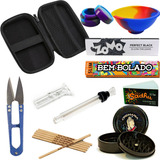 Kit Estojo Case Seda De Vidro Dichavador Tesoura Cuia Pilão