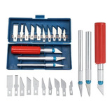Kit Estojo Estilete Precisão Corte Bisturi Artesanato 16pçs