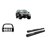Kit Estribo Oval Oblongo Quebra Mato Chapa Preto Para Blazer