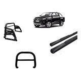 Kit Estribo Oval Quebra Mato Santo Ant H3 Amarok Cd Preto