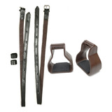 Kit Estribo Pvc Antiderrapante Loro Couro Legítimo Reforçado