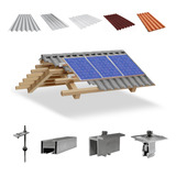 Kit Estrutura Suporte 03 Placas Solar