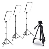 Kit Estudio Profissional 3 Luminaria Ring Light 40cm E Tripé