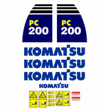 Kit Etiquetas Adesivos Escavadeira Hidráulica Komatsu Pc200