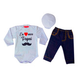 Kit Eu Amo Meu Papai Body + Saia Ou Calça E Acessório